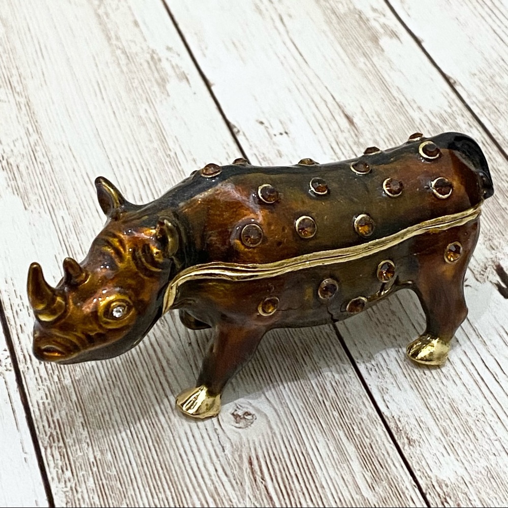 Artform Black Rhino Rhinoceros Enamel Trinket